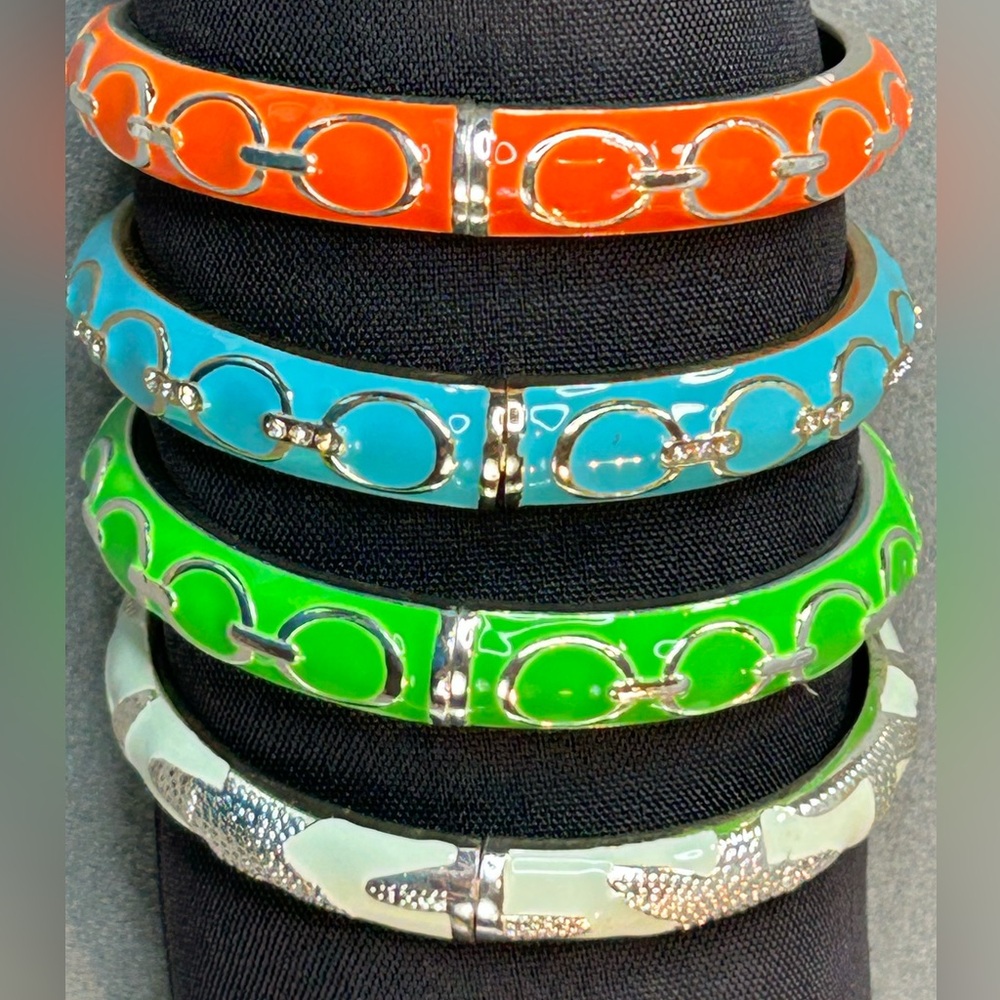 Sequin Enamel Bracelets Chain link pattern and starfish pattern Bangle stackable - Picture 5 of 8